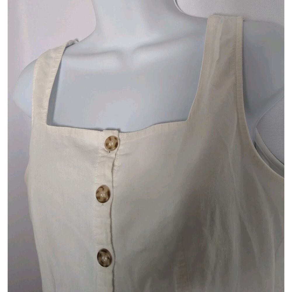 J Gee Dress White Lace Sleeveless Crochet Trim Hem Square Neckline Button Size M - Picture 3 of 10